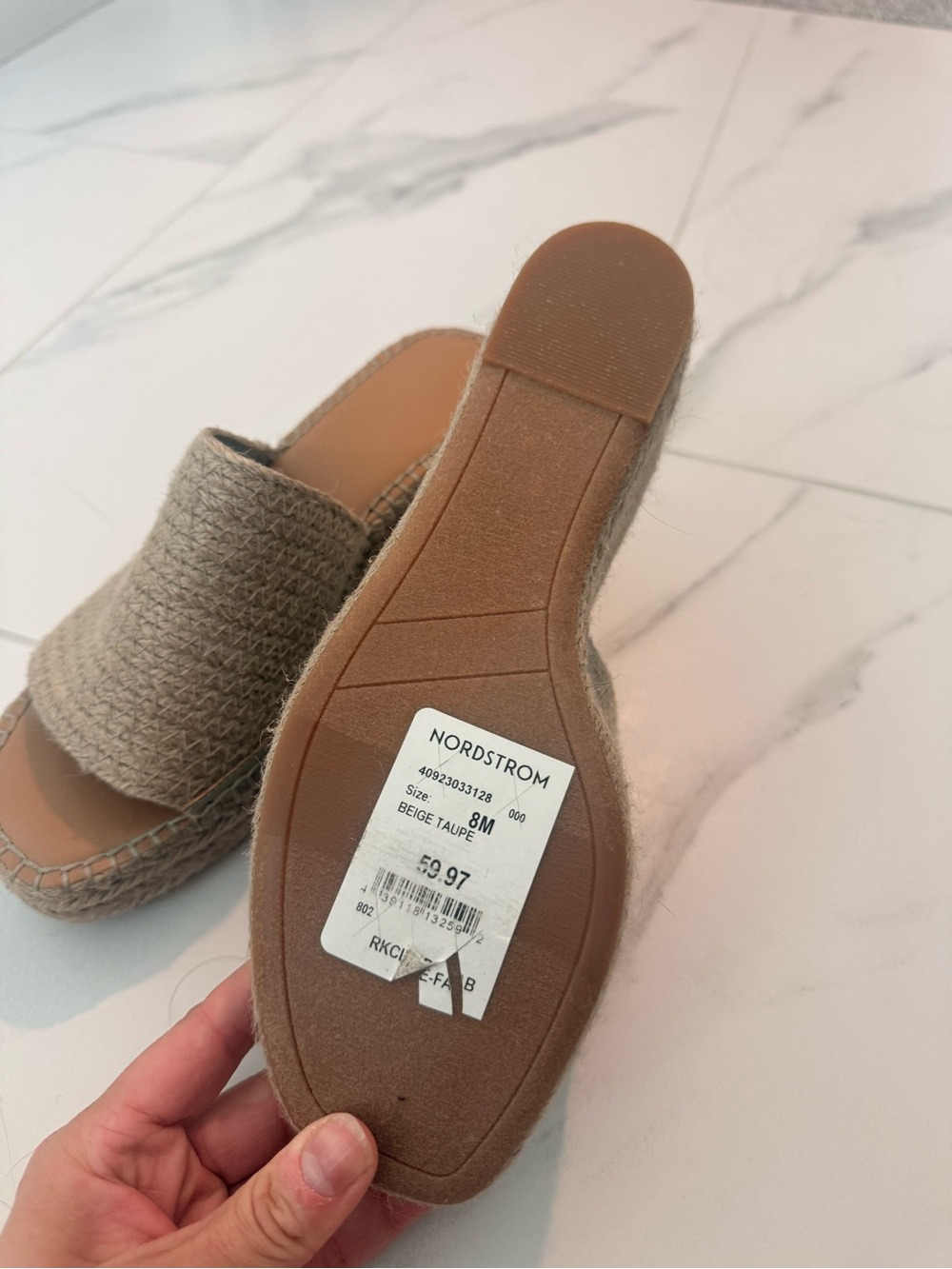 Woven Espadrille Wedge Slide - Taupe - Picture 3 of 3